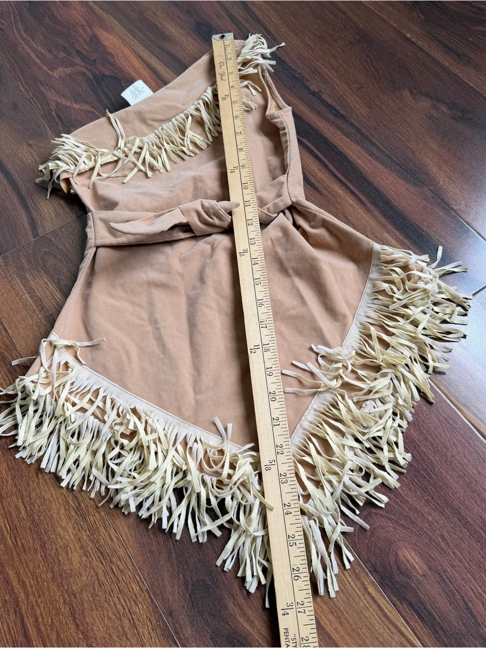 90s Disney Store Pocahontas Costume 2T-4T Fringed One Shoulder Belted Tunic